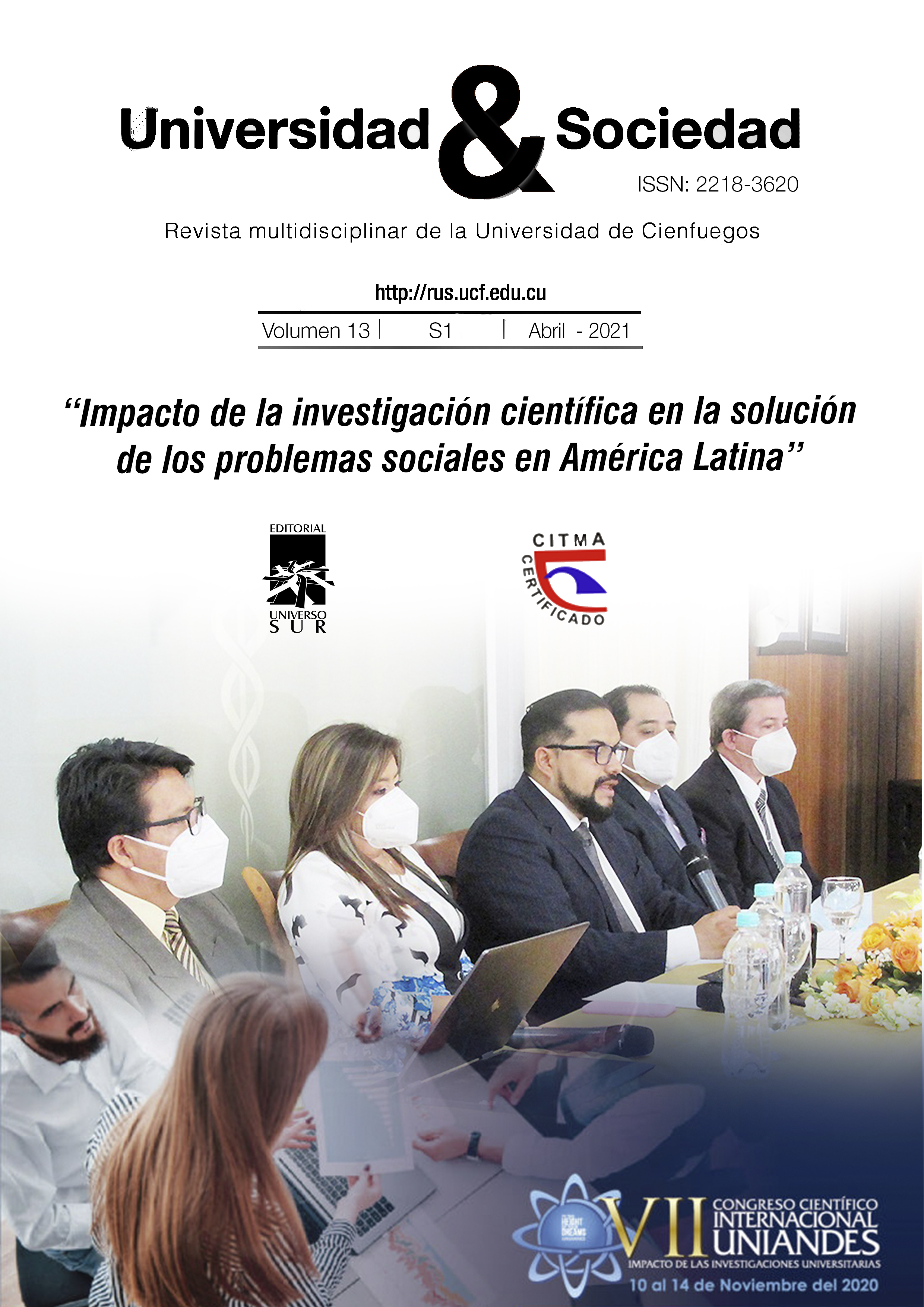 					Ver Vol. 13 Núm. S1 (2021): Impacto de la investigación Científica en la solución de los problemas sociales en América Latina
				